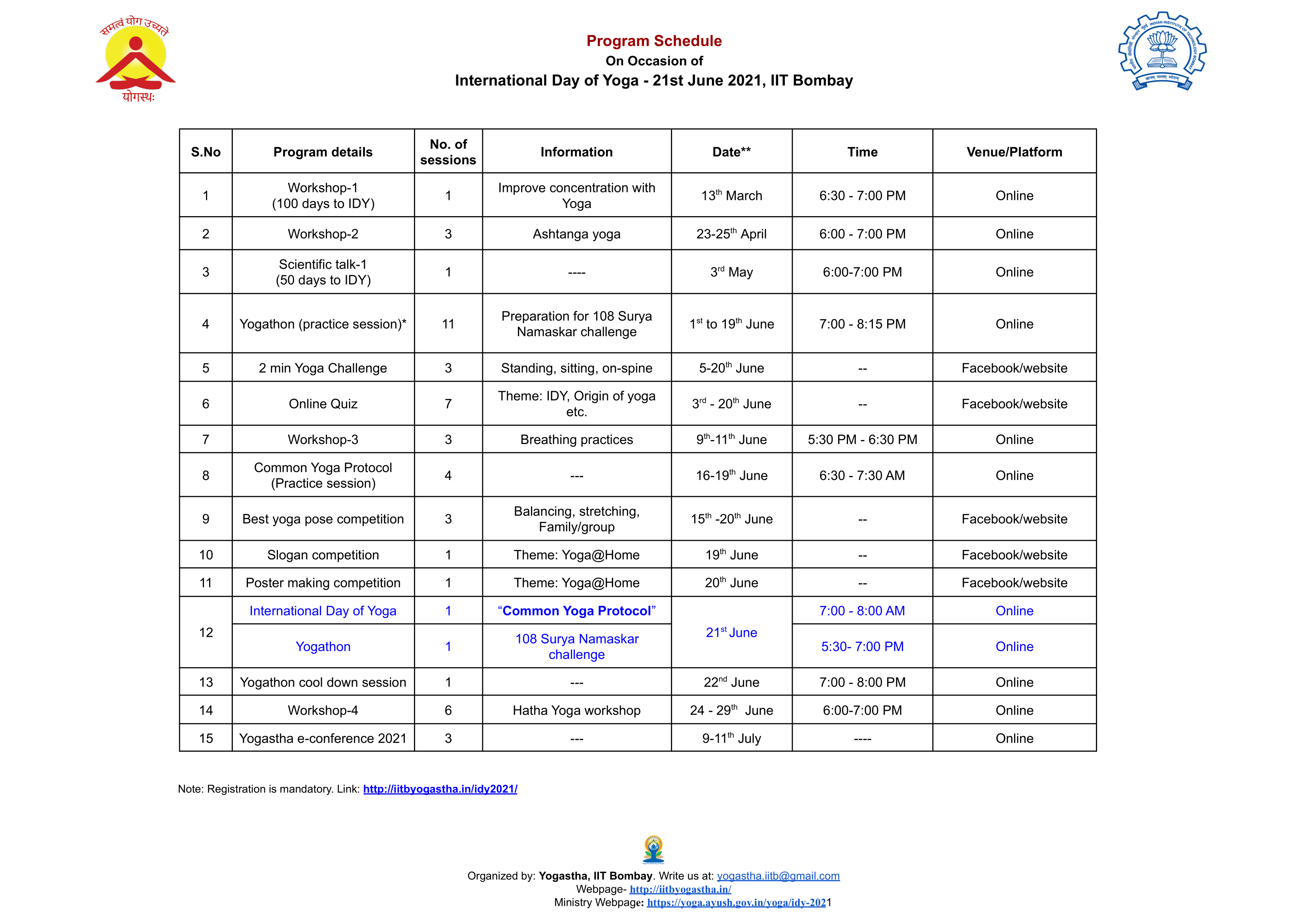 IDY Schedule